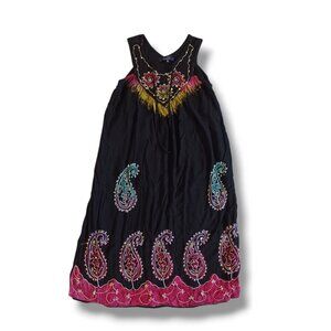 Riviera Sun Batik Embroidered Sun Dress Resortwear Beach Swim Cover Up Size M S